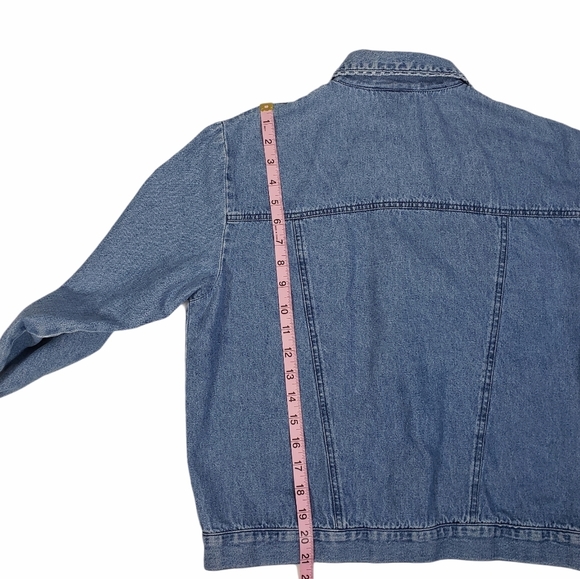 Vintage Saint Germain Blue Chambray Jacket Sz L ? Crotchet Button Up Jean Denim - Picture 8 of 12